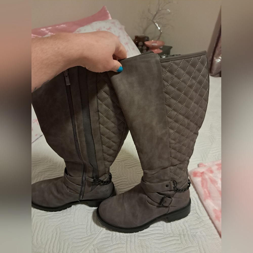 Torrid Quilted Tall Riding Boots - Gray 8ww